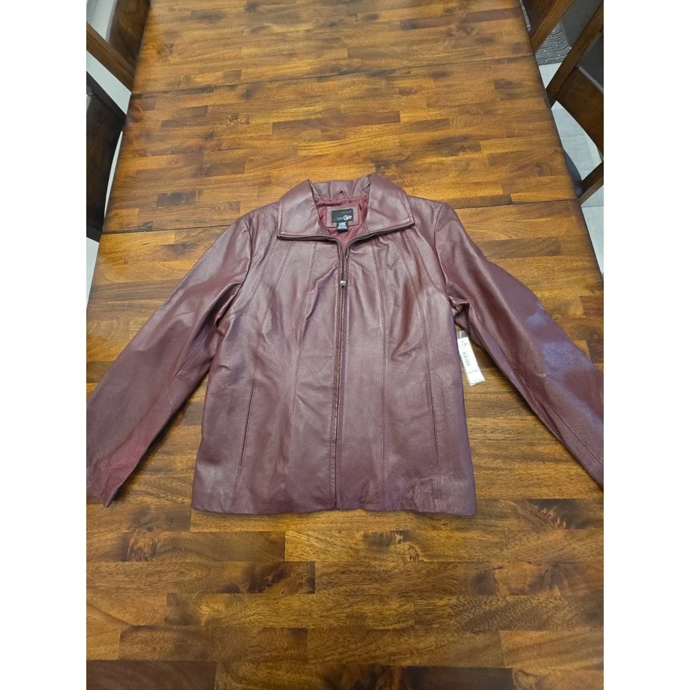 East 5th‎ Women's Red Burgundy Leather  Jacket XL New With Tag Genx Genz Y2k